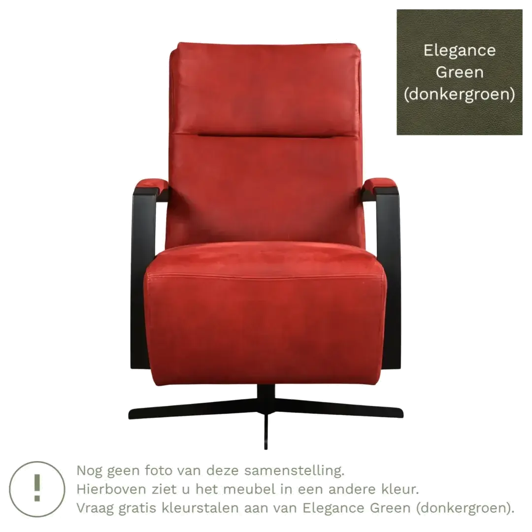 afbeelding van Leren draaifauteuil Award - Elegance Green (donkergroen) - Schotelvoet zwart