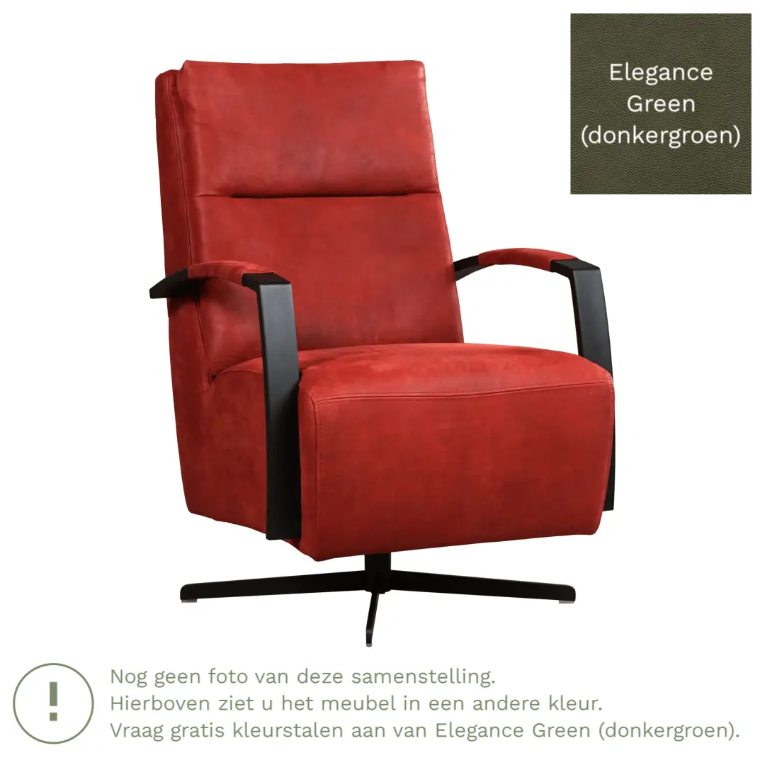 afbeelding van Leren draaifauteuil Award - Elegance Green (donkergroen) - Stervoet zwart
