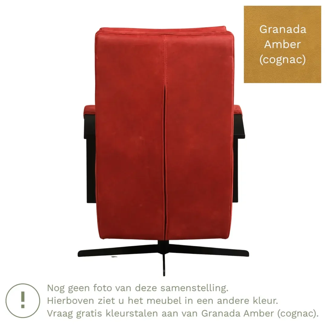 afbeelding van Leren draaifauteuil Award - Granada Amber (cognac) - Stervoet zwart