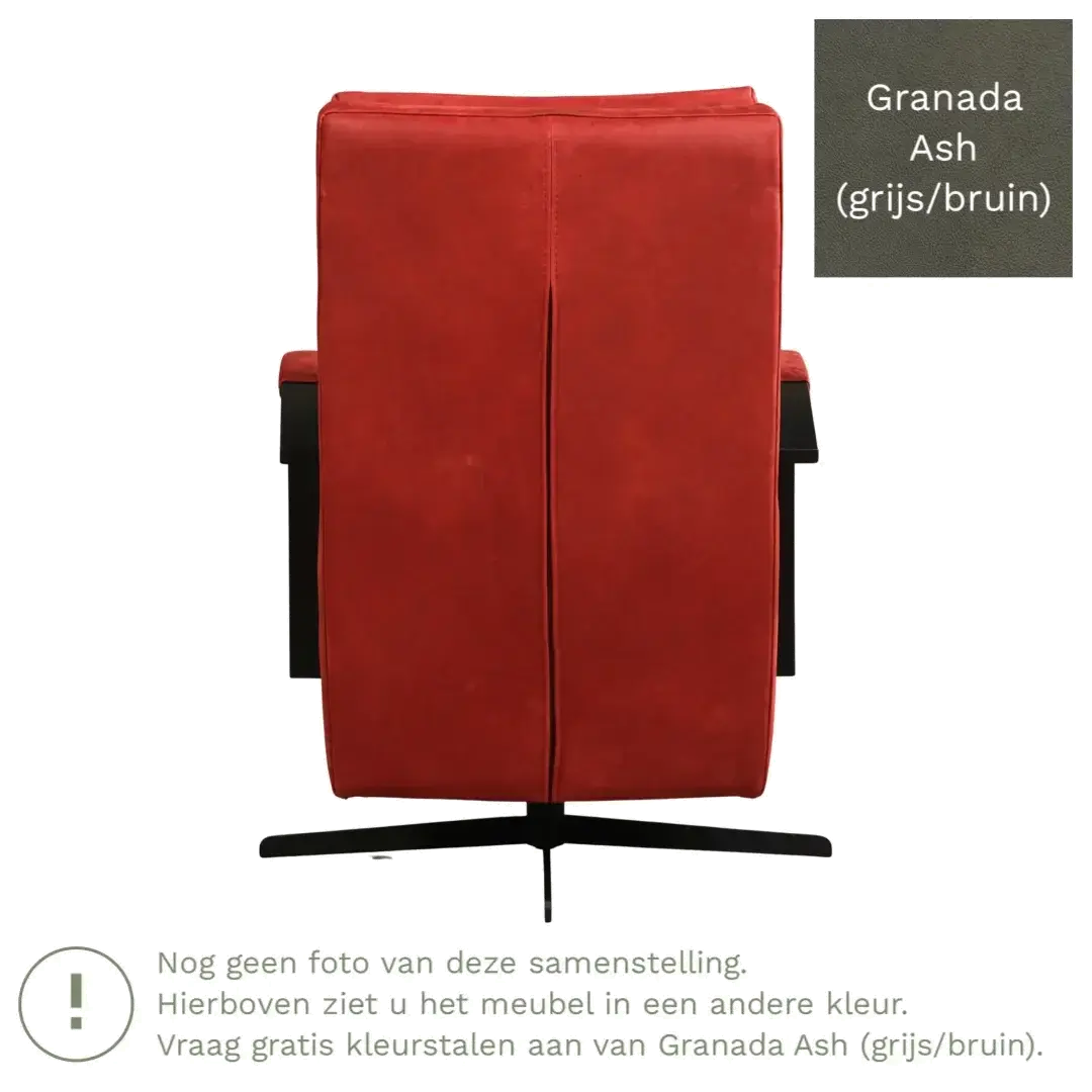 afbeelding van Leren draaifauteuil Award - Granada Ash (grijs/bruin) - Stervoet zwart