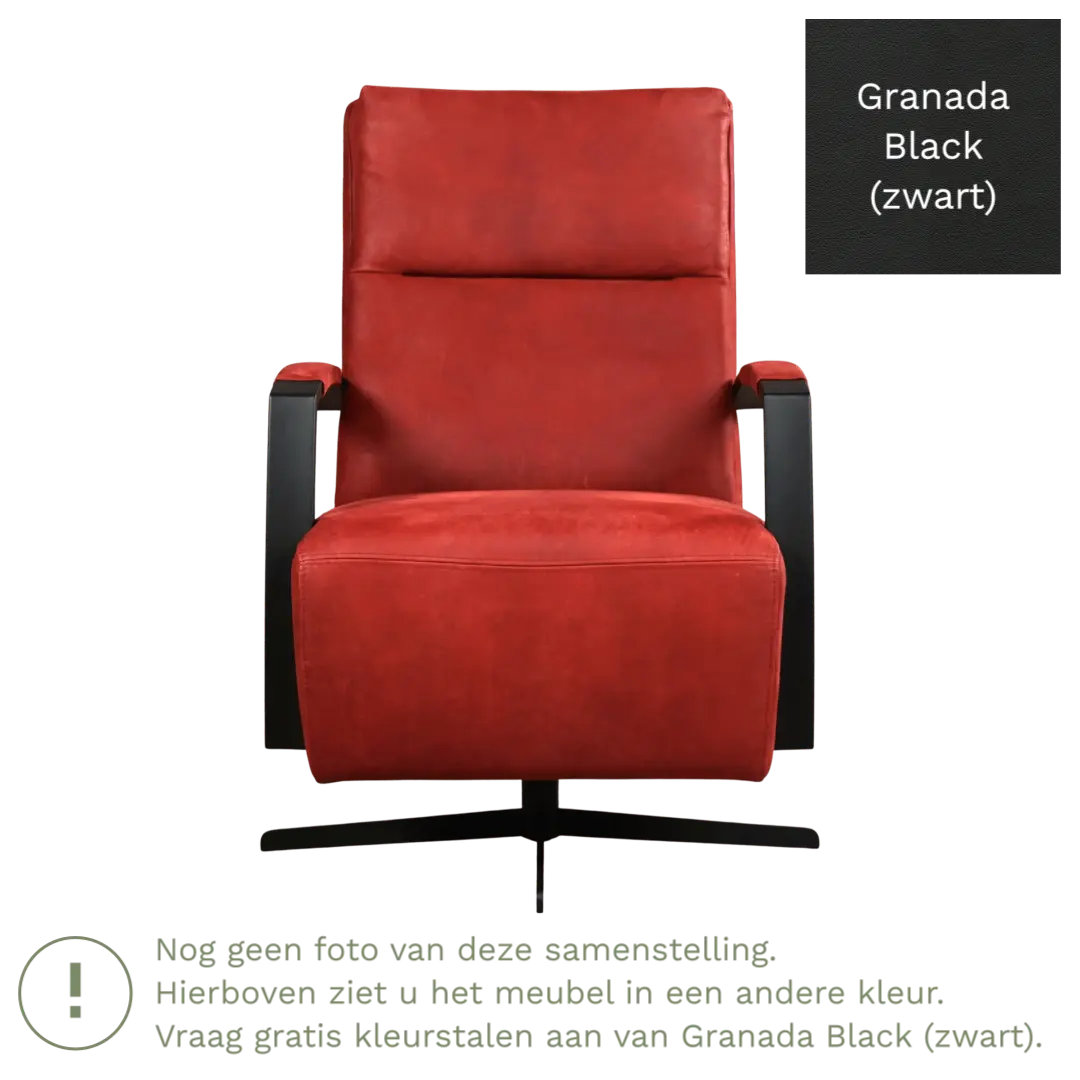 afbeelding van Leren draaifauteuil Award - Granada Black (zwart) - Stervoet zwart