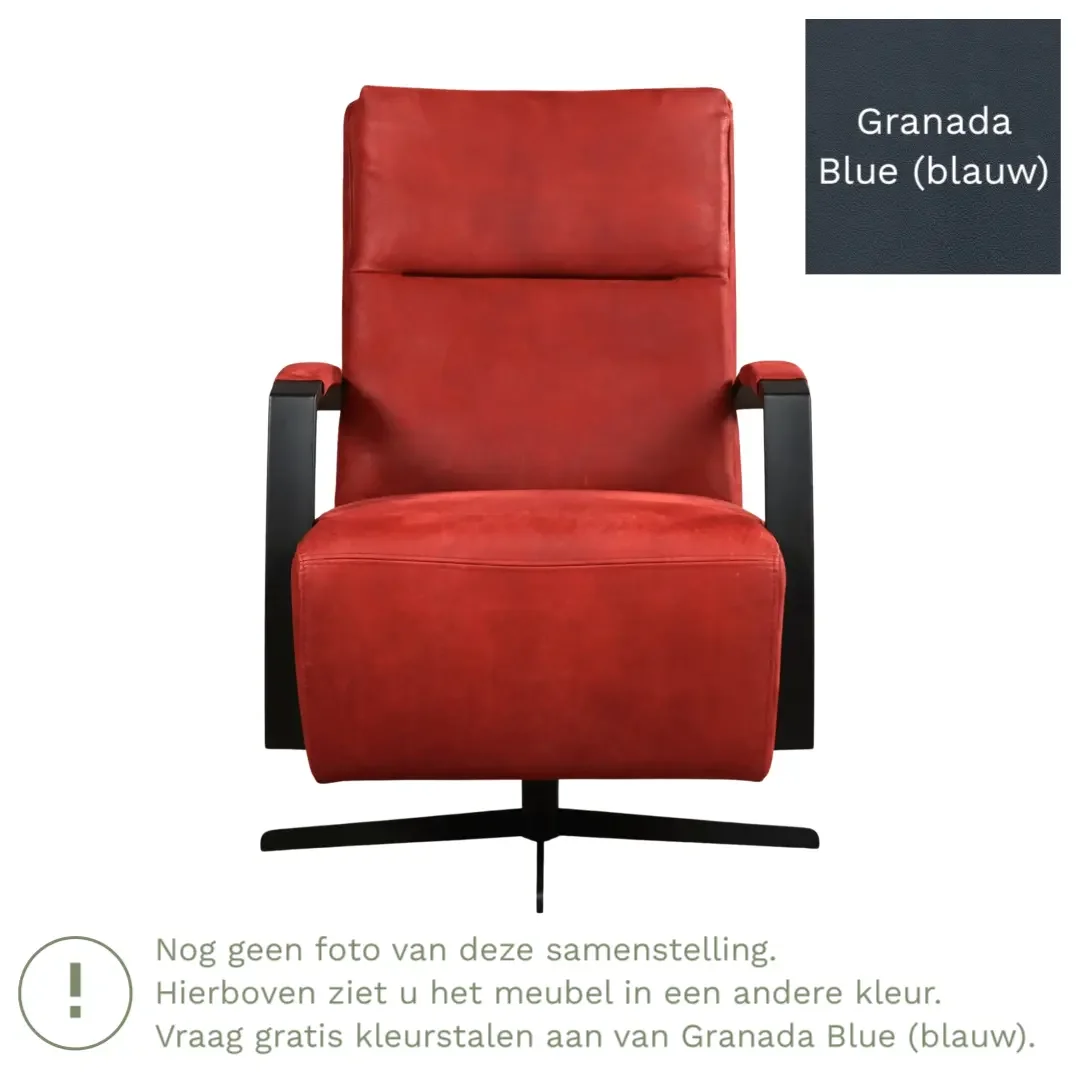 afbeelding van Leren draaifauteuil Award - Granada Blue (blauw) - Schotelvoet zwart