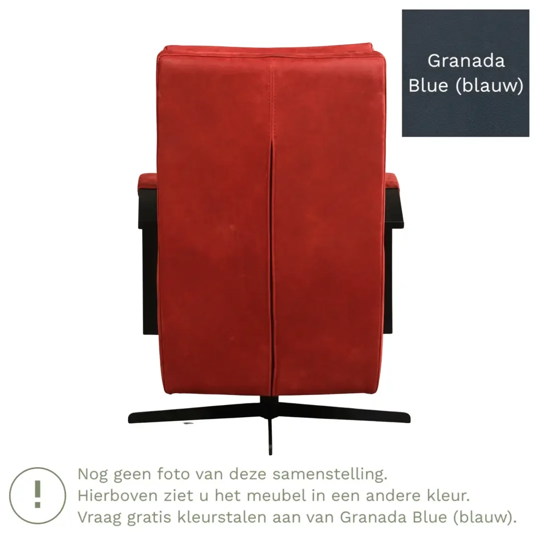 afbeelding van Leren draaifauteuil Award - Granada Blue (blauw) - Schotelvoet zwart