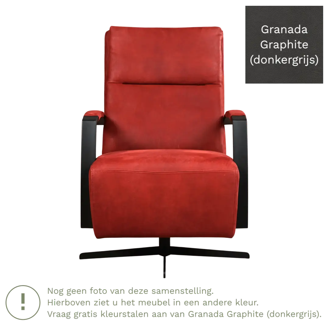 afbeelding van Leren draaifauteuil Award - Granada Graphite (donkergrijs) - Stervoet zwart