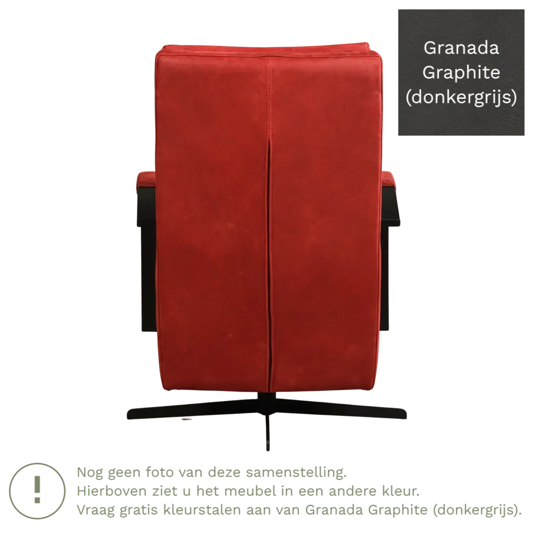 afbeelding van Leren draaifauteuil Award - Granada Graphite (donkergrijs) - Stervoet zwart
