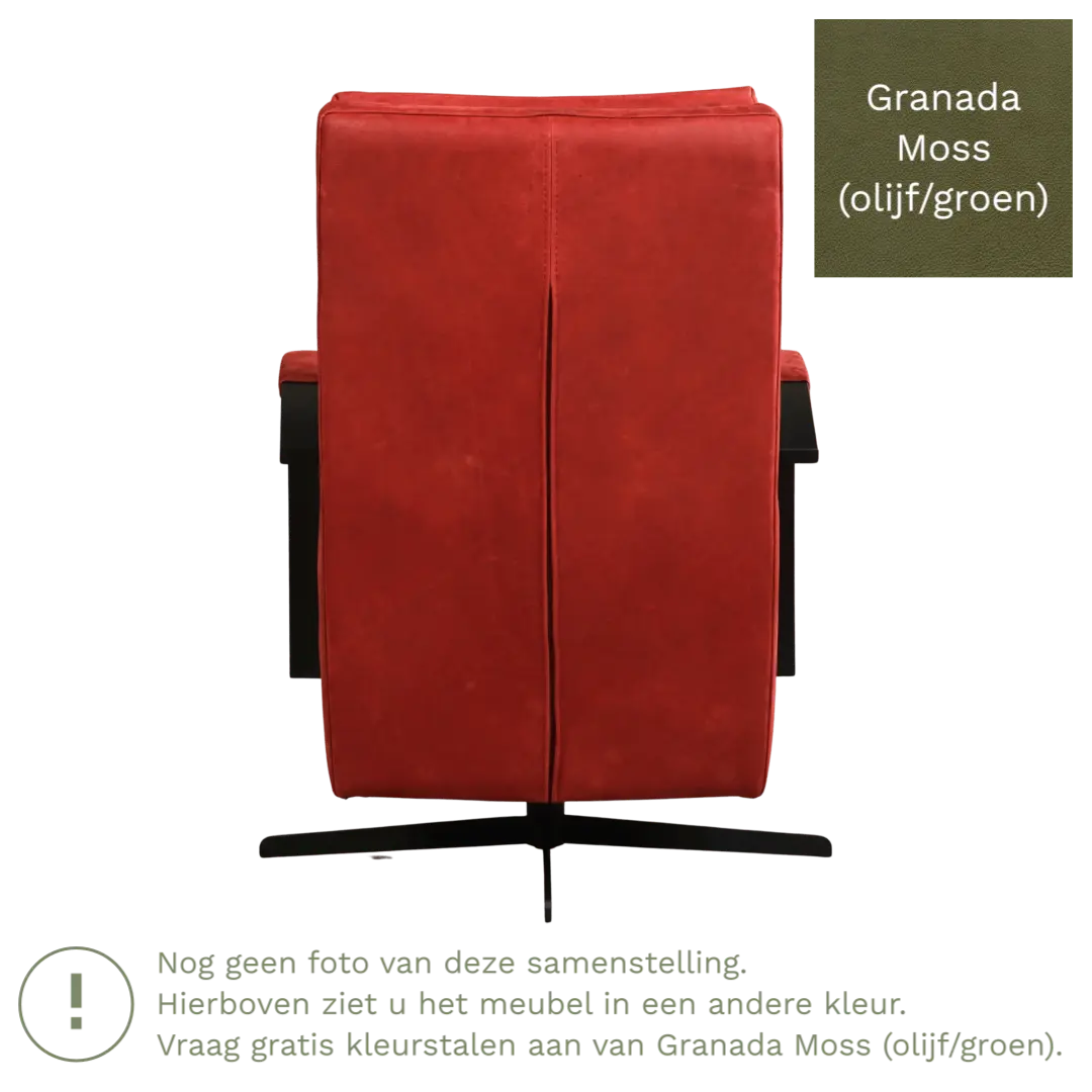 afbeelding van Leren draaifauteuil Award - Granada Moss (olijf/groen) - Stervoet zwart