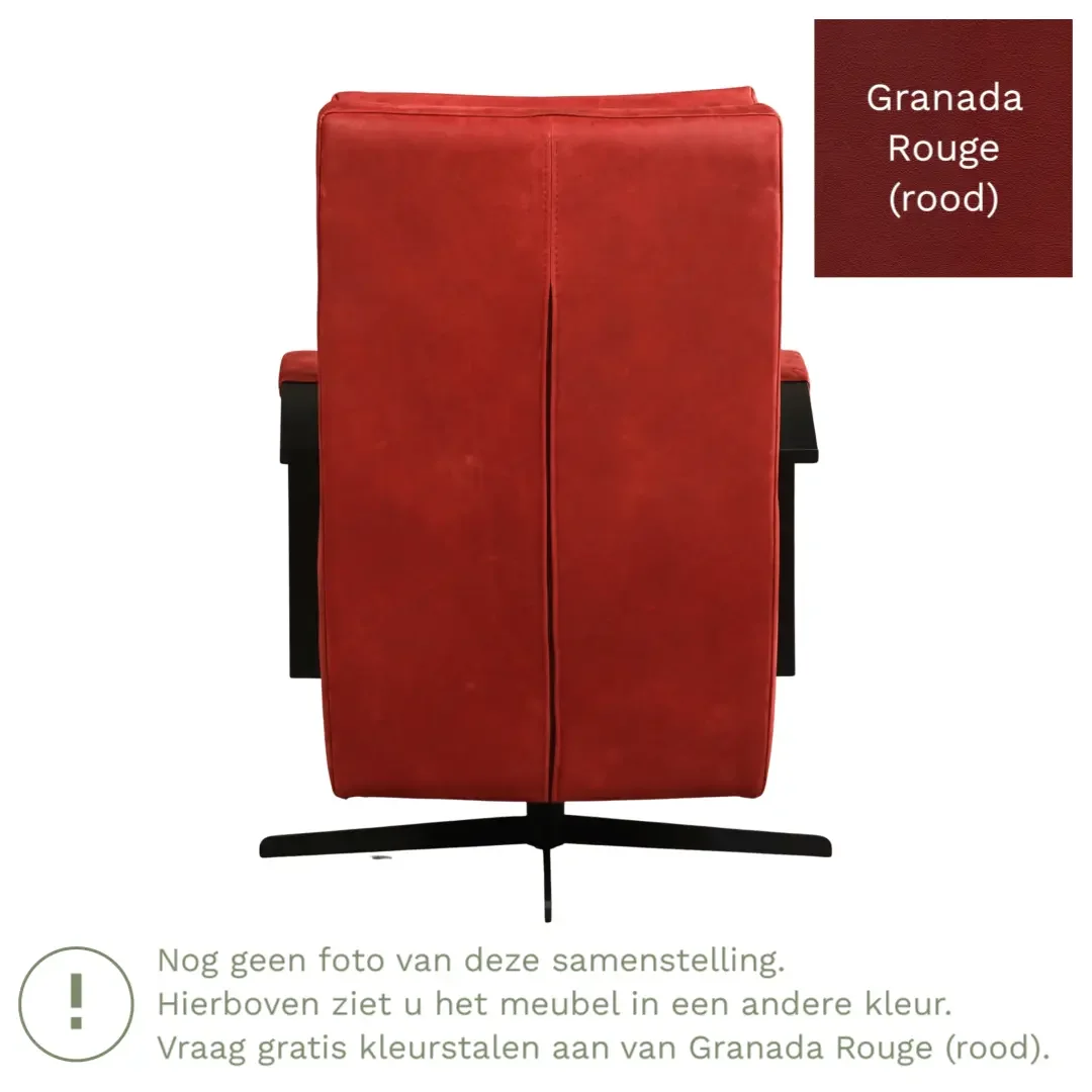afbeelding van Leren draaifauteuil Award - Granada Rouge (rood) - Schotelvoet zwart