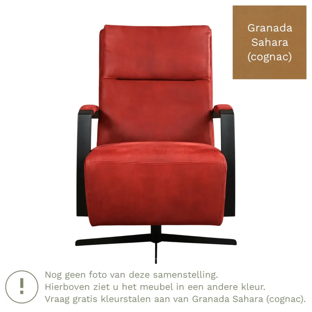 afbeelding van Leren draaifauteuil Award - Granada Sahara (cognac) - Stervoet zwart