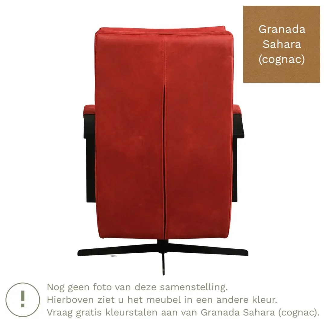 afbeelding van Leren draaifauteuil Award - Granada Sahara (cognac) - Stervoet zwart