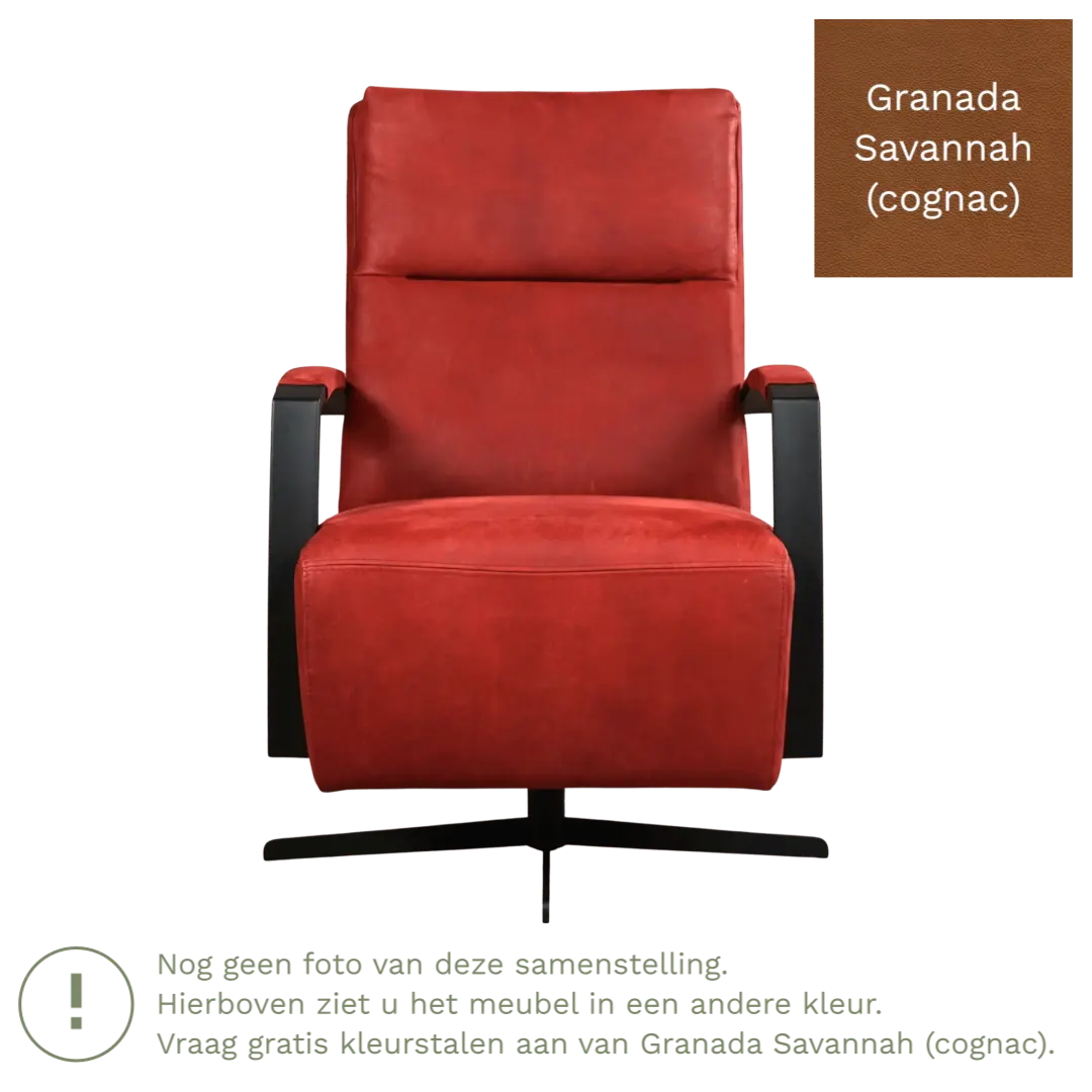 afbeelding van Leren draaifauteuil Award - Granada Savannah (cognac) - Schotelvoet zwart