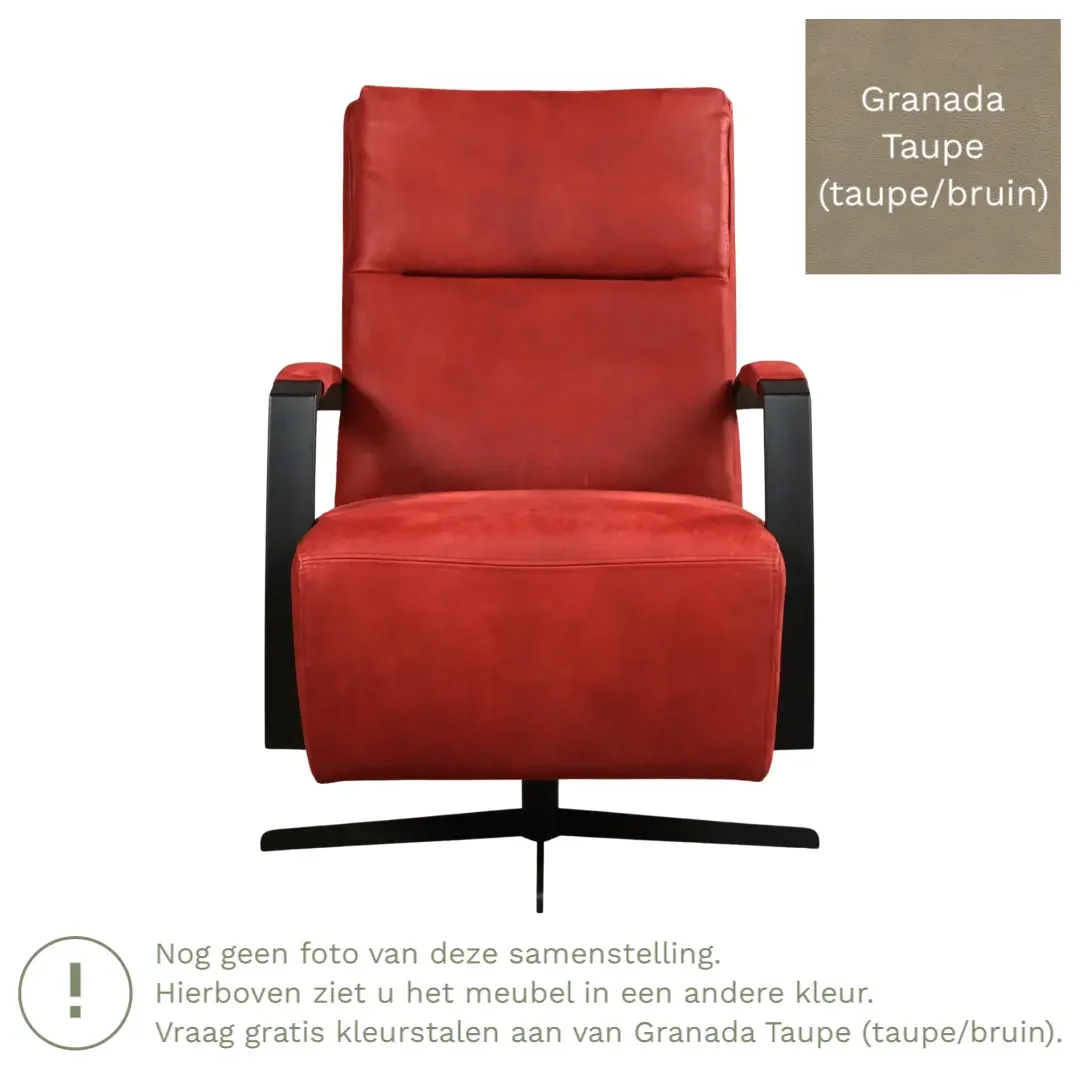 afbeelding van Leren draaifauteuil Award - Granada Taupe (taupe/bruin) - Schotelvoet zwart