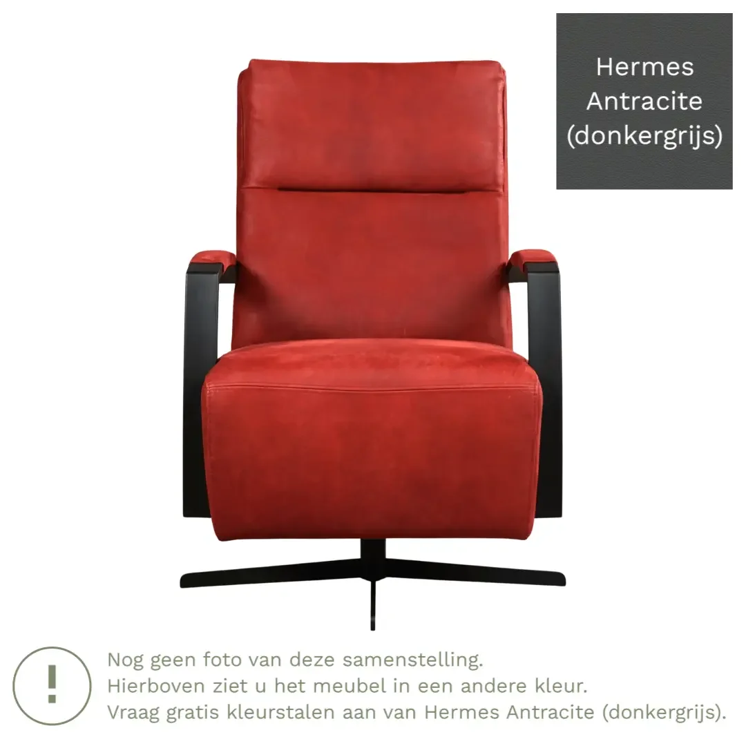 afbeelding van Leren draaifauteuil Award - Hermes Antracite (donkergrijs) - Stervoet zwart