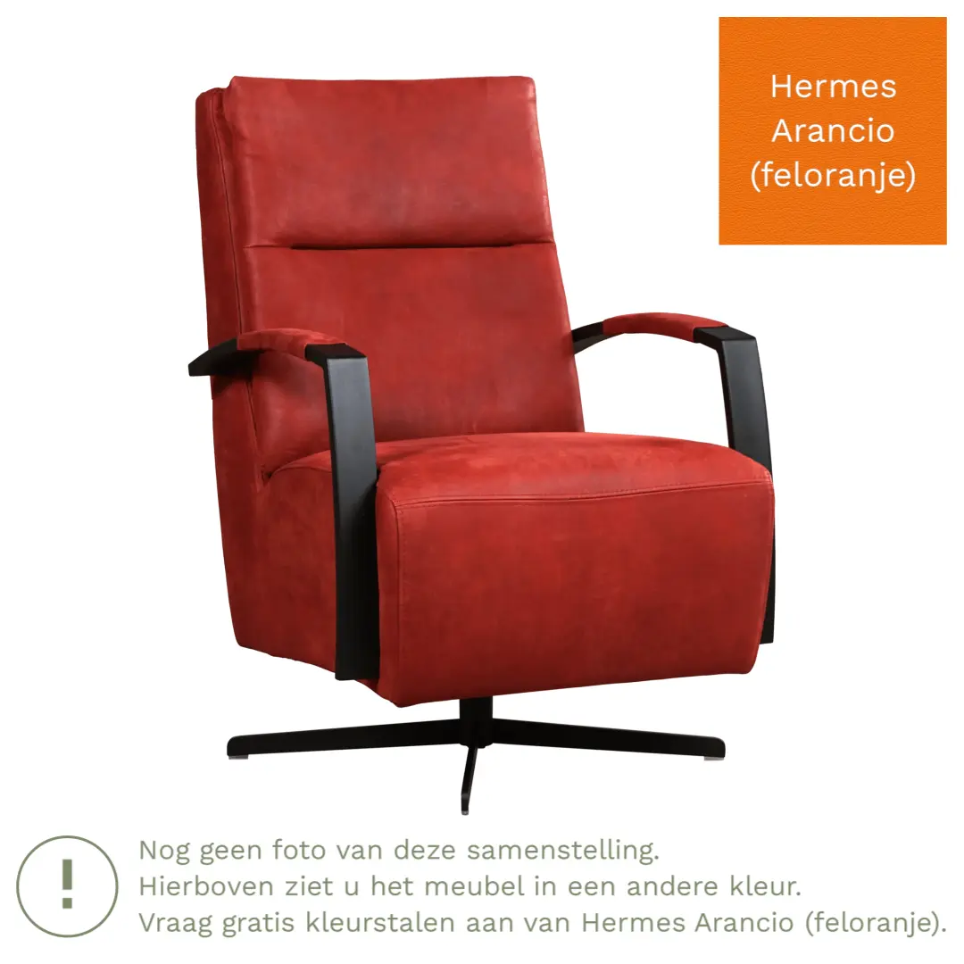 afbeelding van Leren draaifauteuil Award - Hermes Arancio (feloranje) - Stervoet zwart
