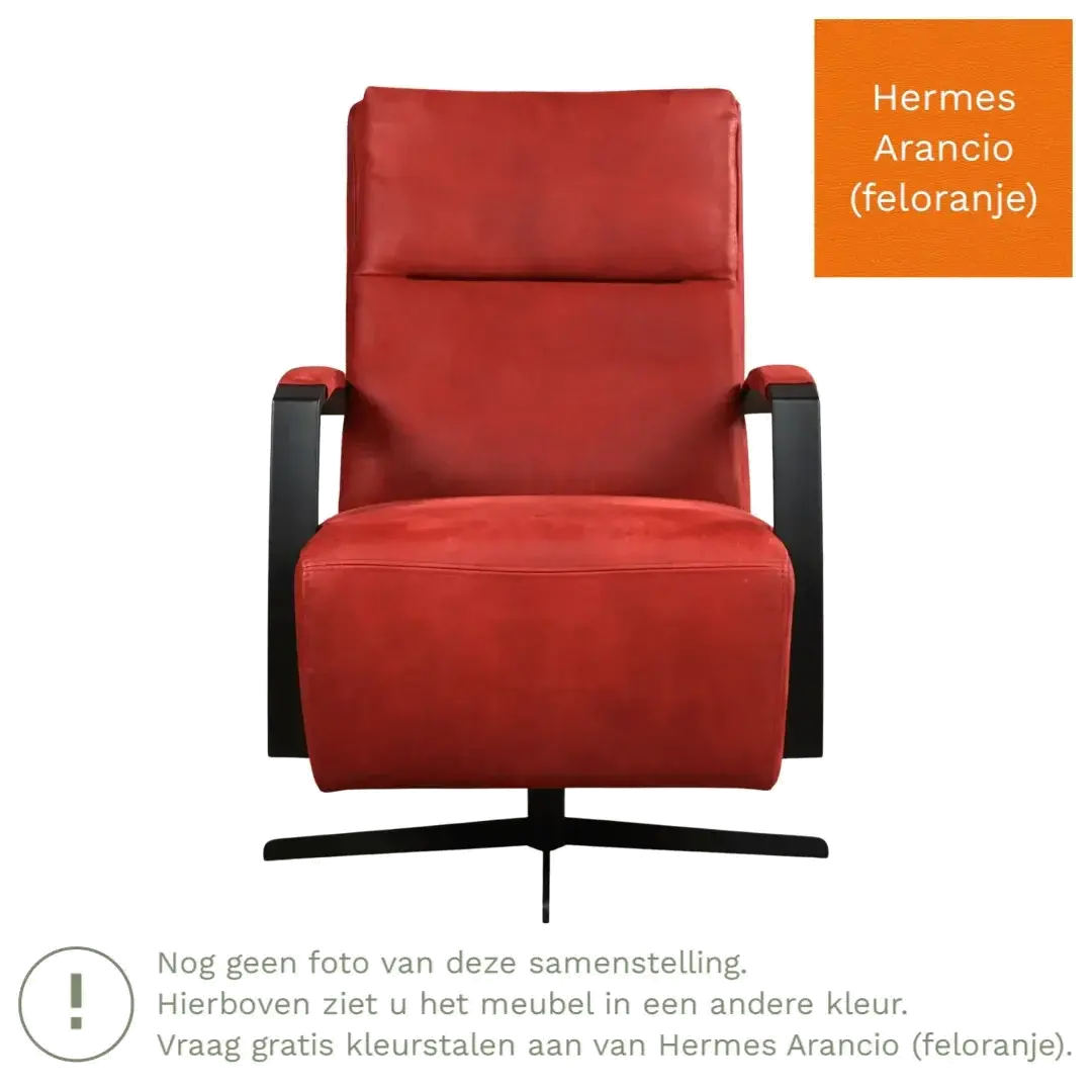afbeelding van Leren draaifauteuil Award - Hermes Arancio (feloranje) - Stervoet zwart