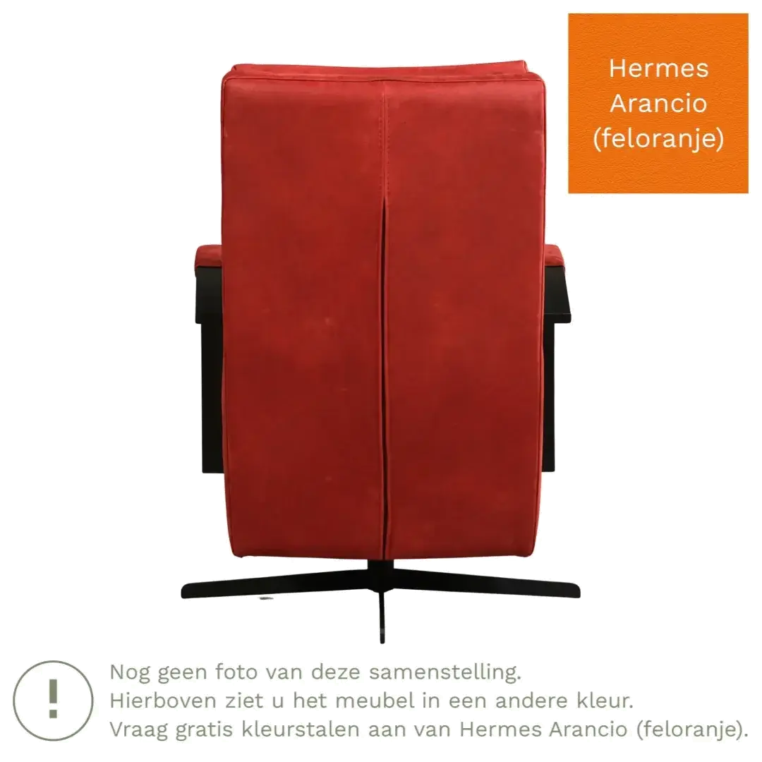 afbeelding van Leren draaifauteuil Award - Hermes Arancio (feloranje) - Stervoet zwart