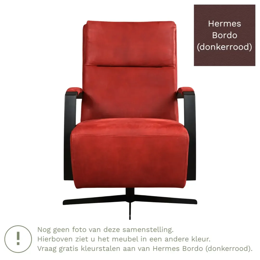 afbeelding van Leren draaifauteuil Award - Hermes Bordo (donkerrood) - Stervoet zwart