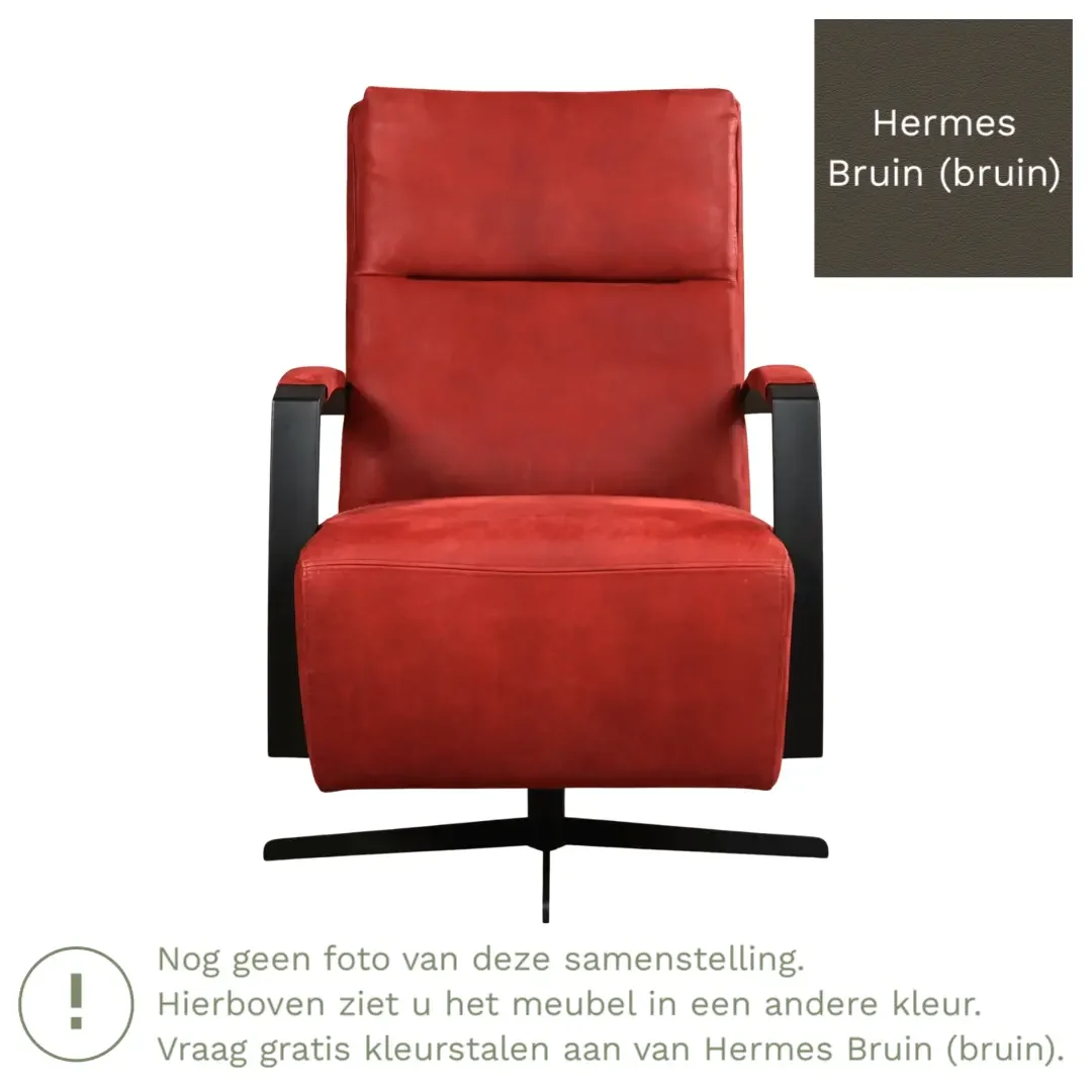 afbeelding van Leren draaifauteuil Award - Hermes Bruin (bruin) - Schotelvoet zwart
