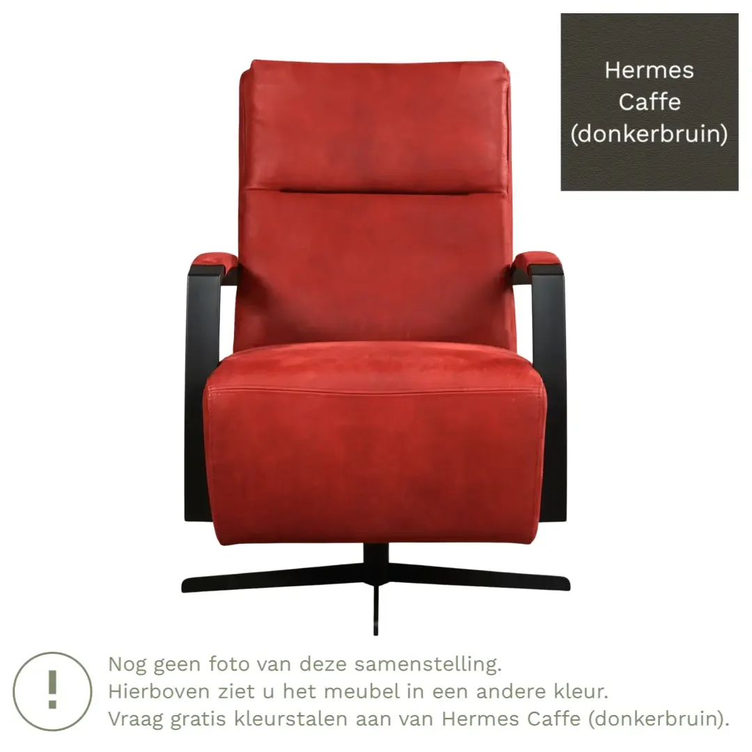 afbeelding van Leren draaifauteuil Award - Hermes Caffe (donkerbruin) - Stervoet zwart