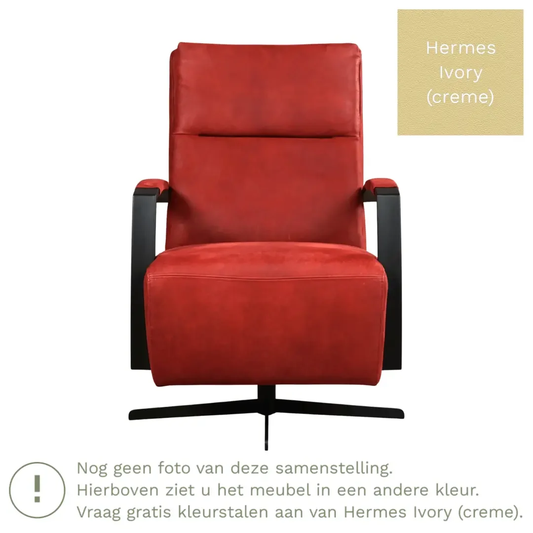 afbeelding van Leren draaifauteuil Award - Hermes Ivory (crème) - Schotelvoet zwart