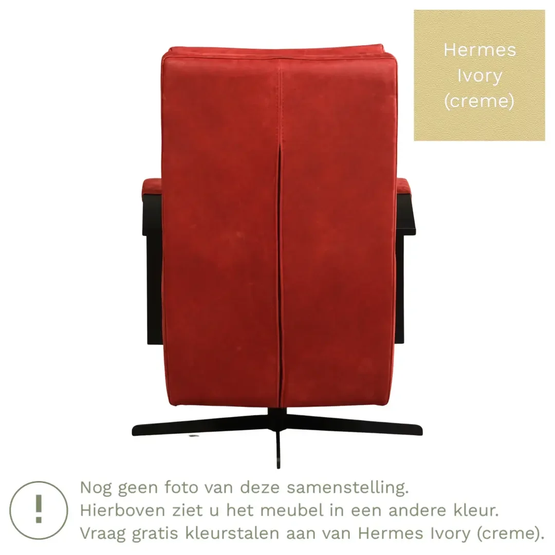 afbeelding van Leren draaifauteuil Award - Hermes Ivory (crème) - Schotelvoet zwart