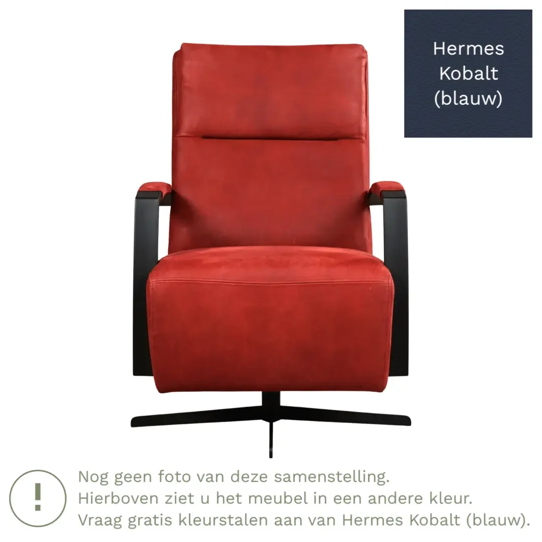 afbeelding van Leren draaifauteuil Award - Hermes Kobalt (blauw) - Stervoet zwart