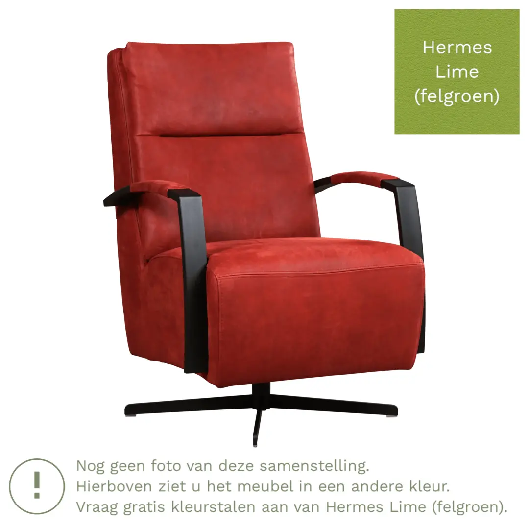 afbeelding van Leren draaifauteuil Award - Hermes Lime (felgroen) - Schotelvoet zwart