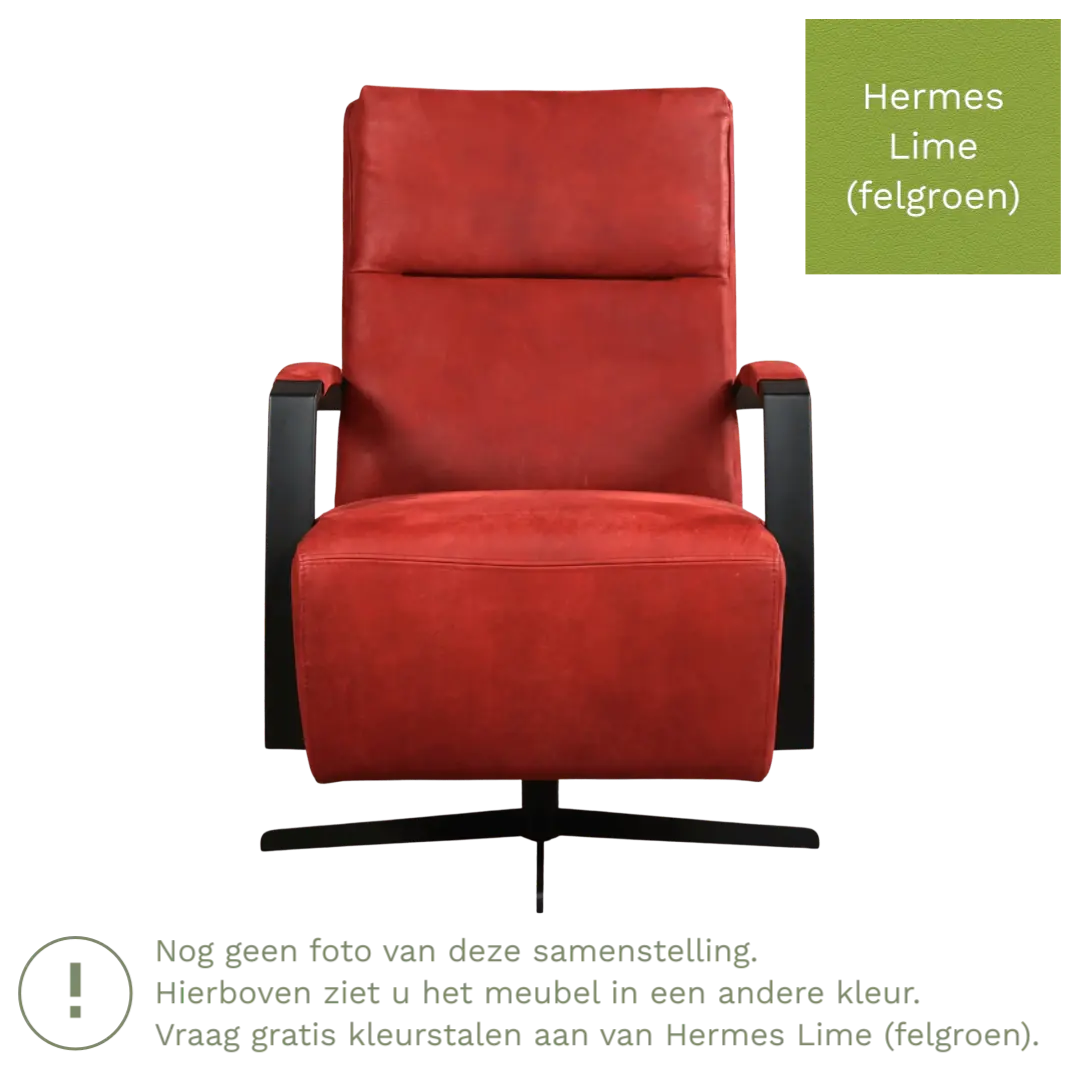 afbeelding van Leren draaifauteuil Award - Hermes Lime (felgroen) - Schotelvoet zwart