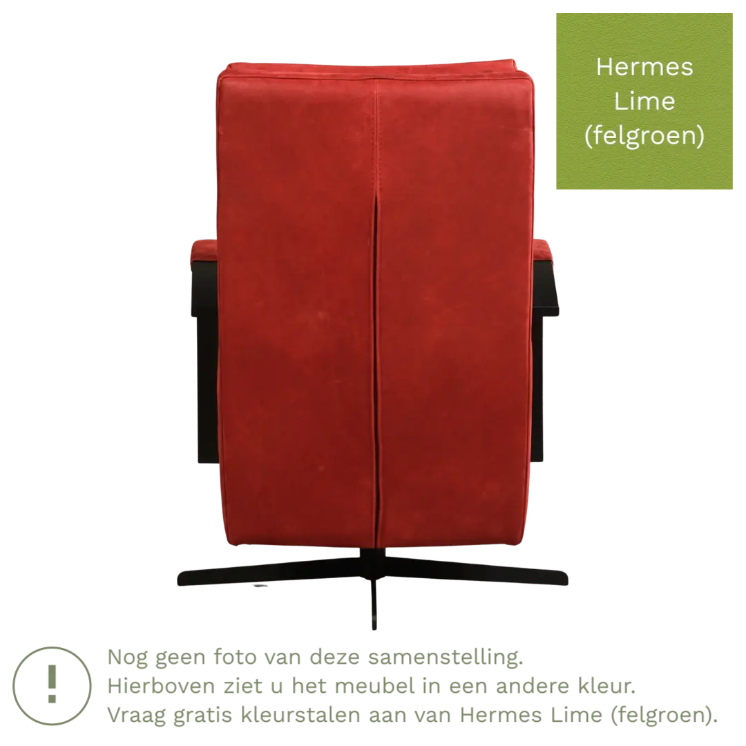 afbeelding van Leren draaifauteuil Award - Hermes Lime (felgroen) - Schotelvoet zwart