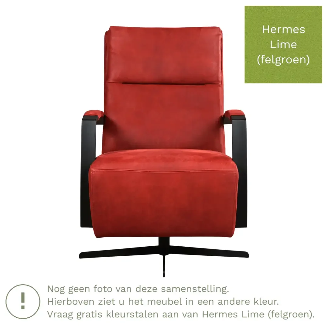 afbeelding van Leren draaifauteuil Award - Hermes Lime (felgroen) - Stervoet zwart