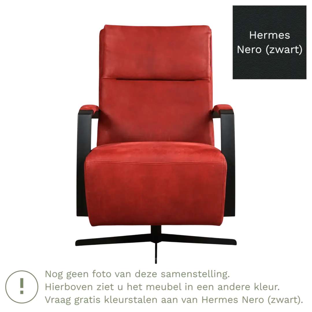 afbeelding van Leren draaifauteuil Award - Hermes Nero (zwart) - Schotelvoet zwart