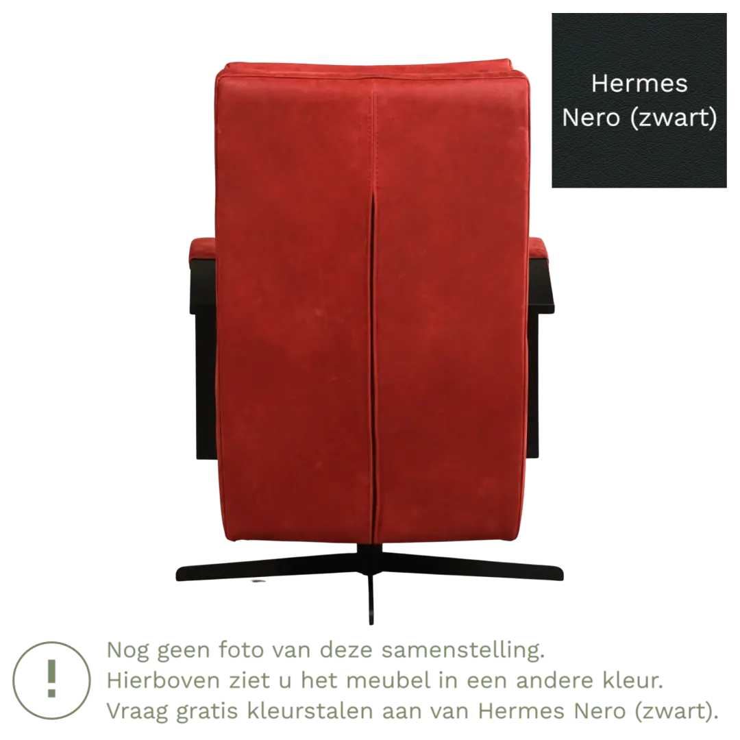 afbeelding van Leren draaifauteuil Award - Hermes Nero (zwart) - Schotelvoet zwart