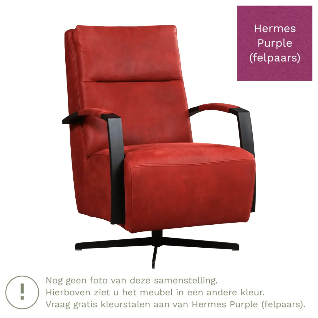 afbeelding van Leren draaifauteuil Award - Hermes Purple (felpaars) - Stervoet zwart
