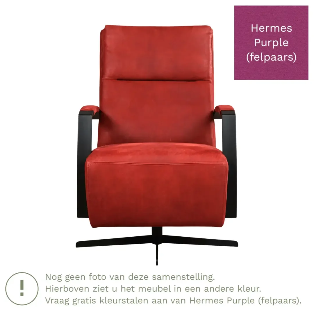 afbeelding van Leren draaifauteuil Award - Hermes Purple (felpaars) - Stervoet zwart