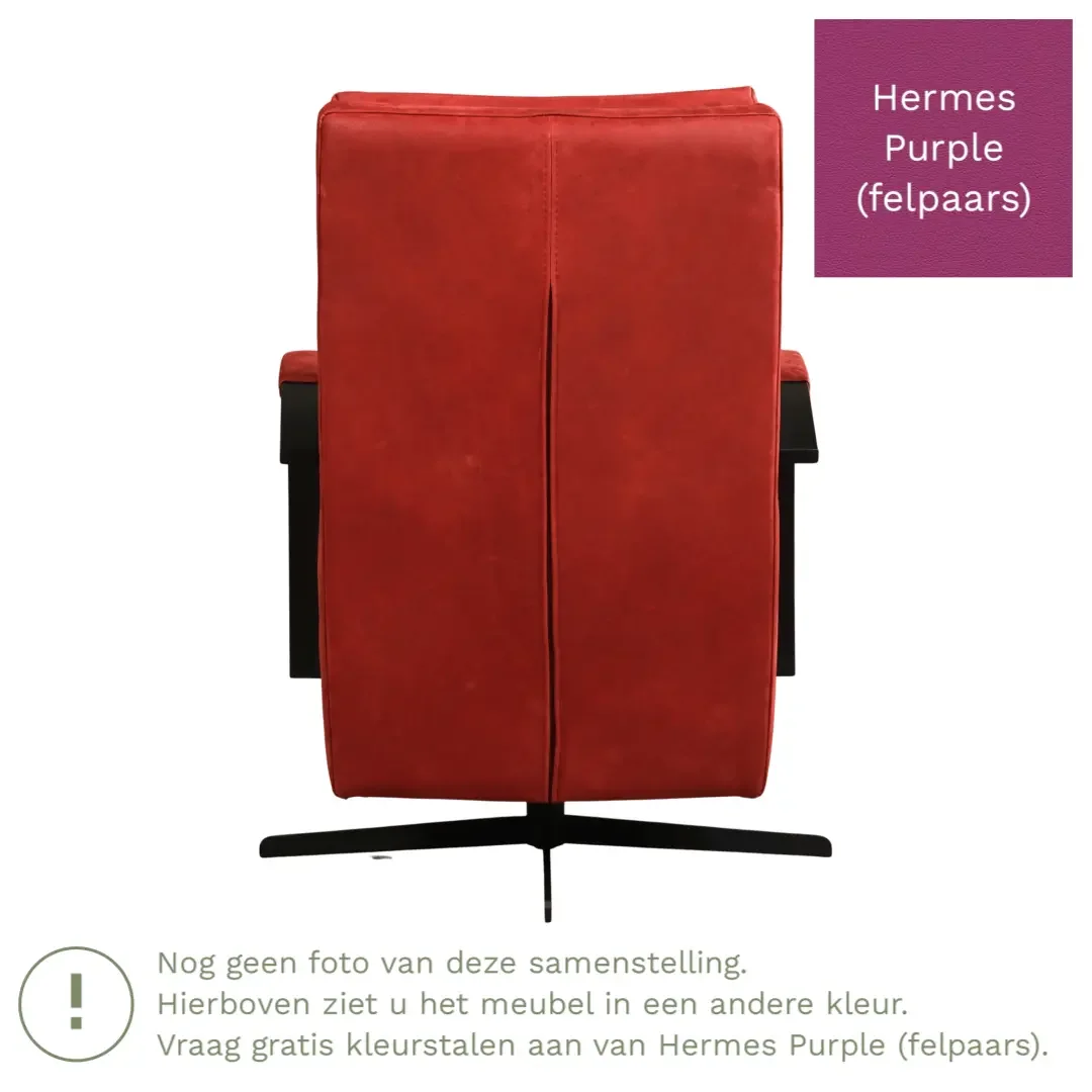 afbeelding van Leren draaifauteuil Award - Hermes Purple (felpaars) - Stervoet zwart