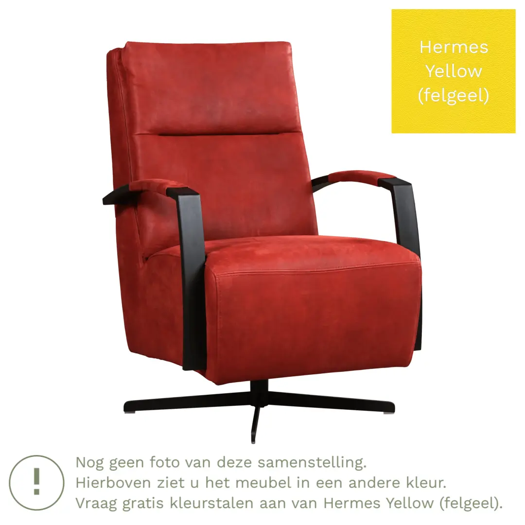 afbeelding van Leren draaifauteuil Award - Hermes Yellow (felgeel) - Schotelvoet zwart