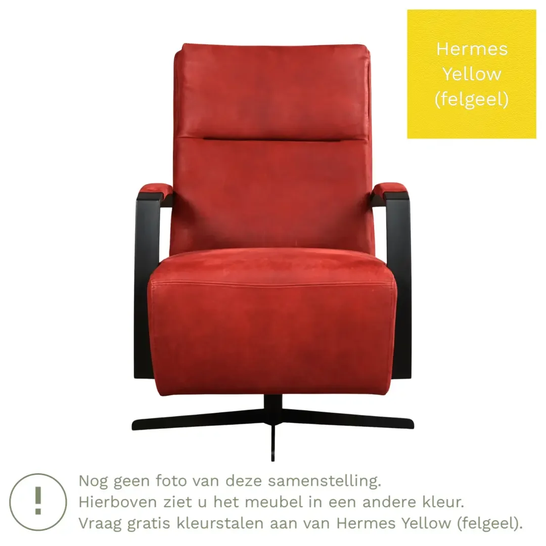 afbeelding van Leren draaifauteuil Award - Hermes Yellow (felgeel) - Schotelvoet zwart