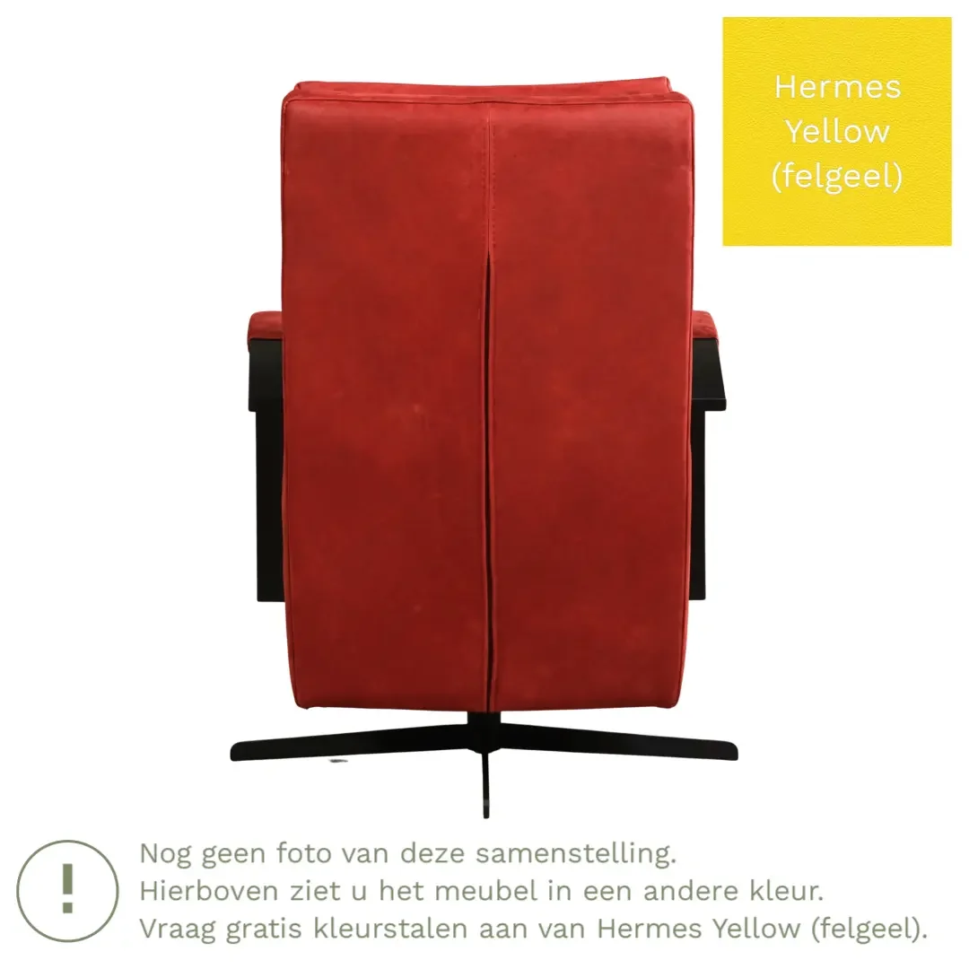 afbeelding van Leren draaifauteuil Award - Hermes Yellow (felgeel) - Stervoet zwart
