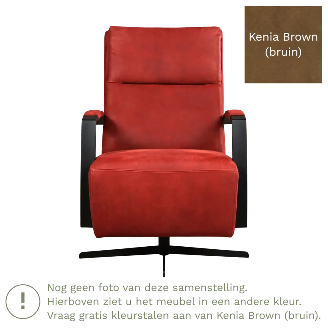 afbeelding van Leren draaifauteuil Award - Kenia Brown (bruin) - Stervoet zwart