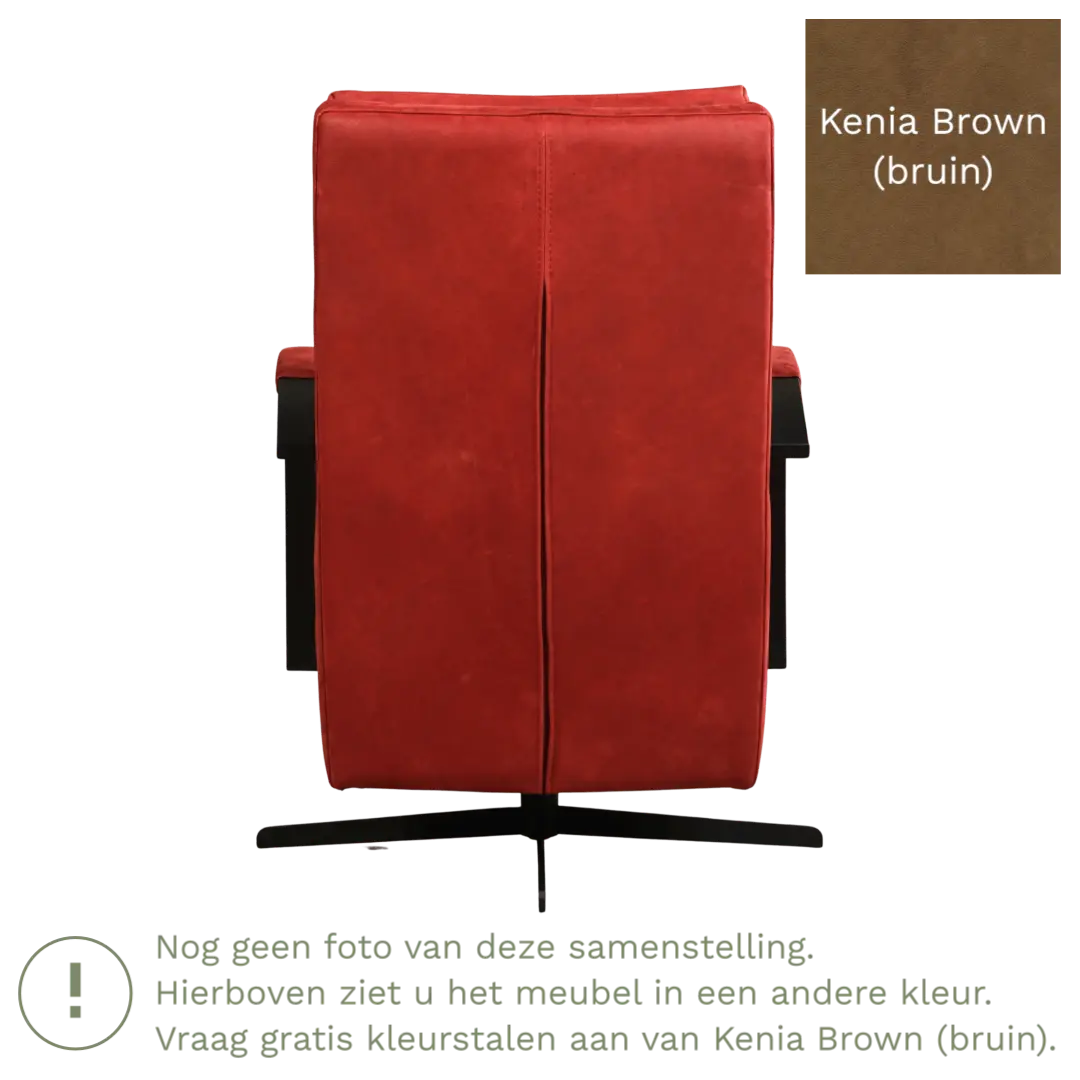 afbeelding van Leren draaifauteuil Award - Kenia Brown (bruin) - Stervoet zwart