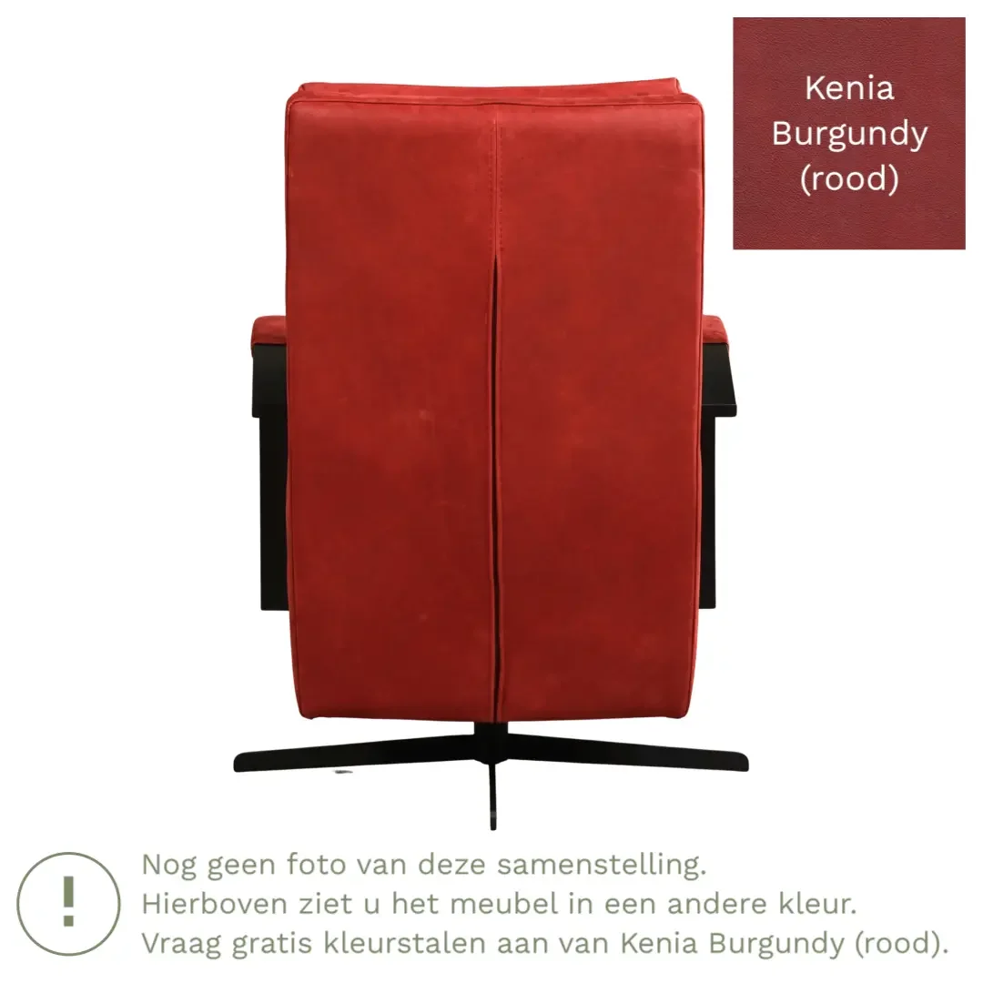 afbeelding van Leren draaifauteuil Award - Kenia Burgundy (rood) - Schotelvoet zwart