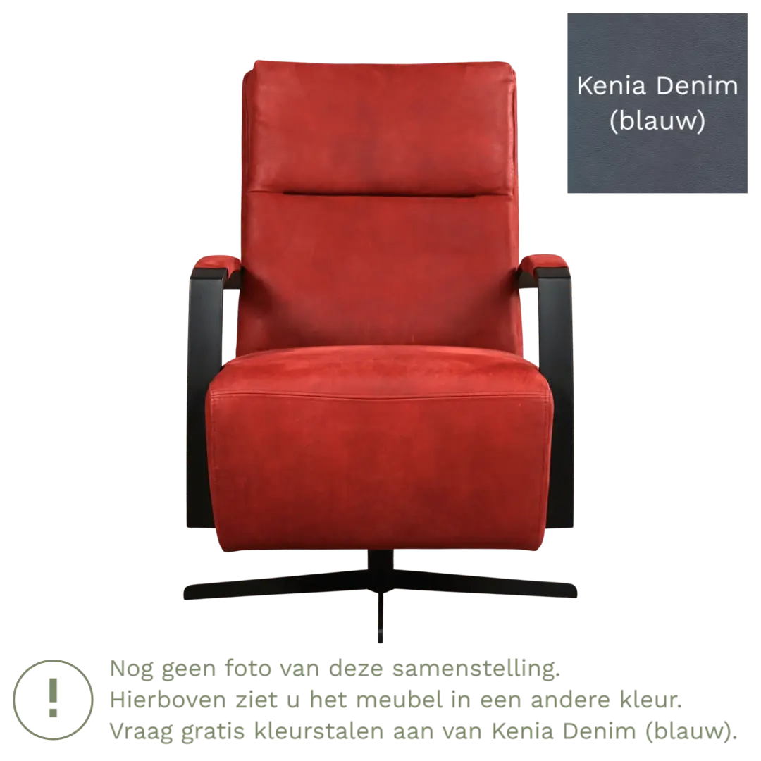 afbeelding van Leren draaifauteuil Award - Kenia Denim (blauw) - Stervoet zwart