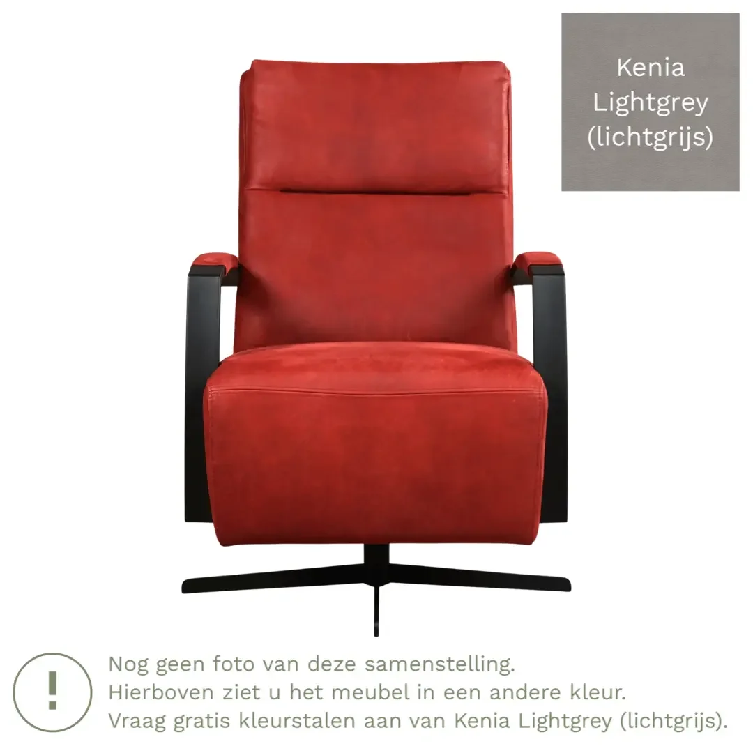 afbeelding van Leren draaifauteuil Award - Kenia Lightgrey (lichtgrijs) - Schotelvoet zwart
