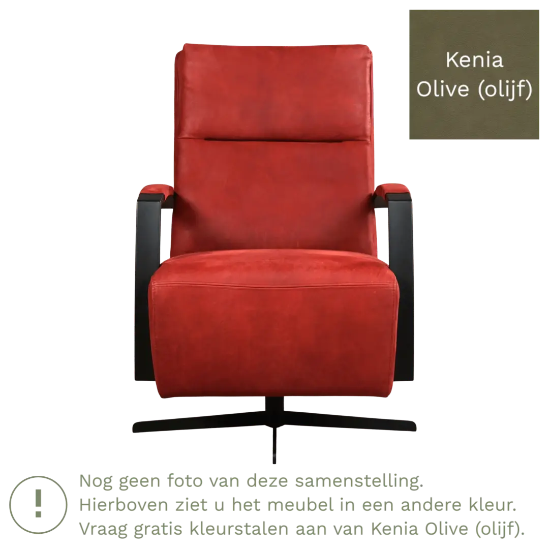 afbeelding van Leren draaifauteuil Award - Kenia Olive (olijf) - Stervoet zwart