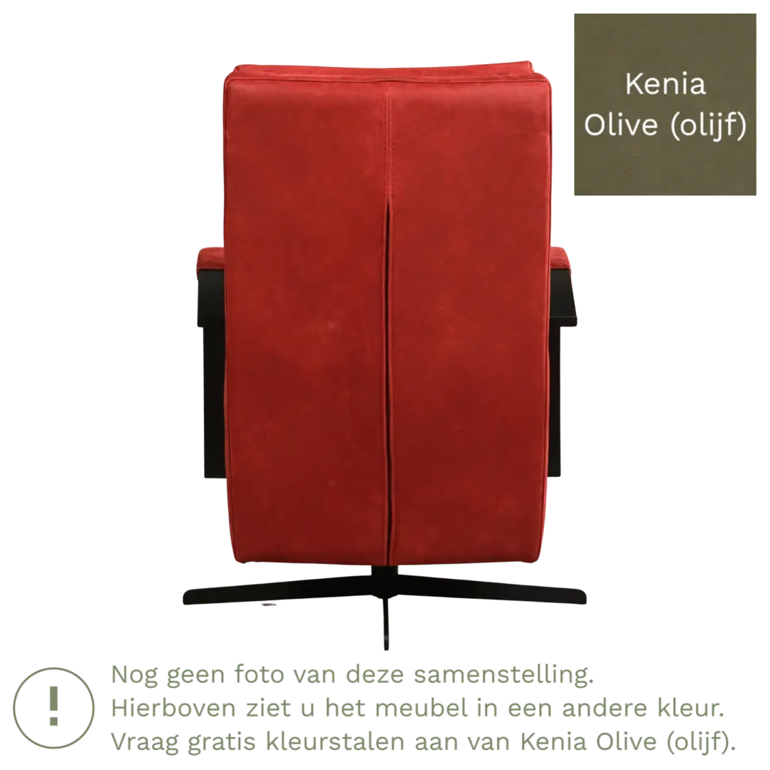 afbeelding van Leren draaifauteuil Award - Kenia Olive (olijf) - Stervoet zwart