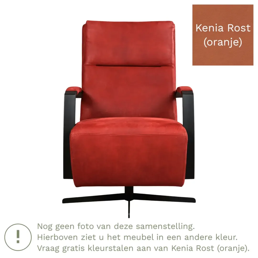 afbeelding van Leren draaifauteuil Award - Kenia Rost (oranje) - Stervoet zwart