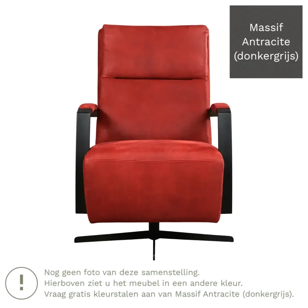 afbeelding van Leren draaifauteuil Award - Massif Antracite (donkergrijs) - Stervoet zwart