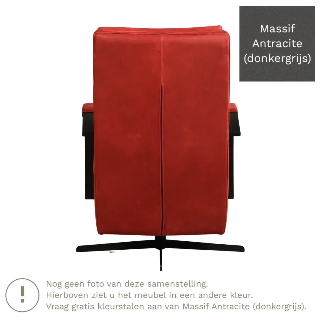 afbeelding van Leren draaifauteuil Award - Massif Antracite (donkergrijs) - Stervoet zwart