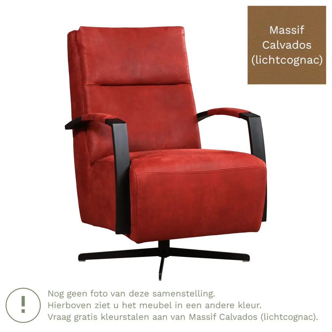 afbeelding van Leren draaifauteuil Award - Massif Calvados (lichtcognac) - Schotelvoet zwart