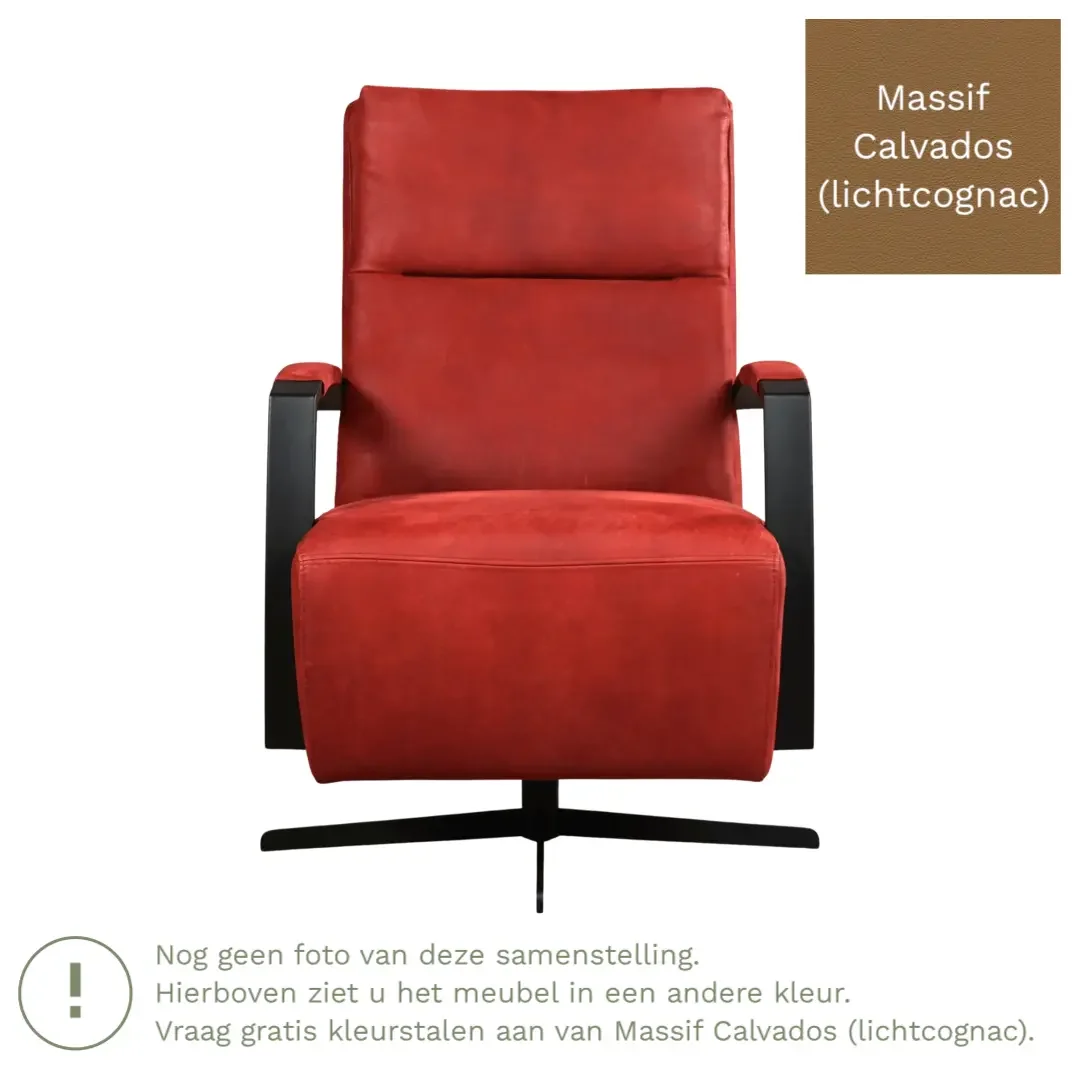 afbeelding van Leren draaifauteuil Award - Massif Calvados (lichtcognac) - Schotelvoet zwart