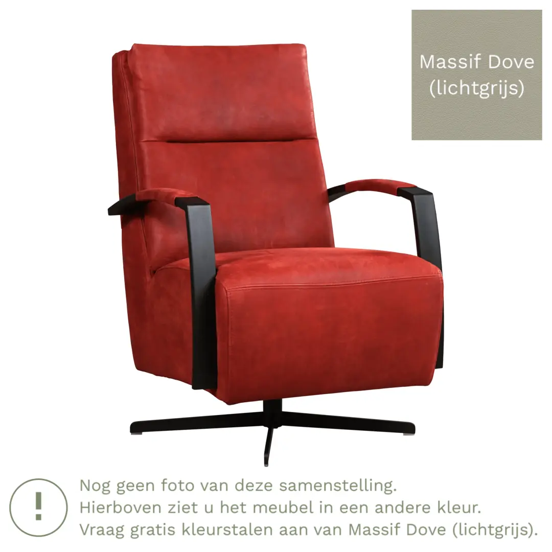 afbeelding van Leren draaifauteuil Award - Massif Dove (lichtgrijs) - Schotelvoet zwart